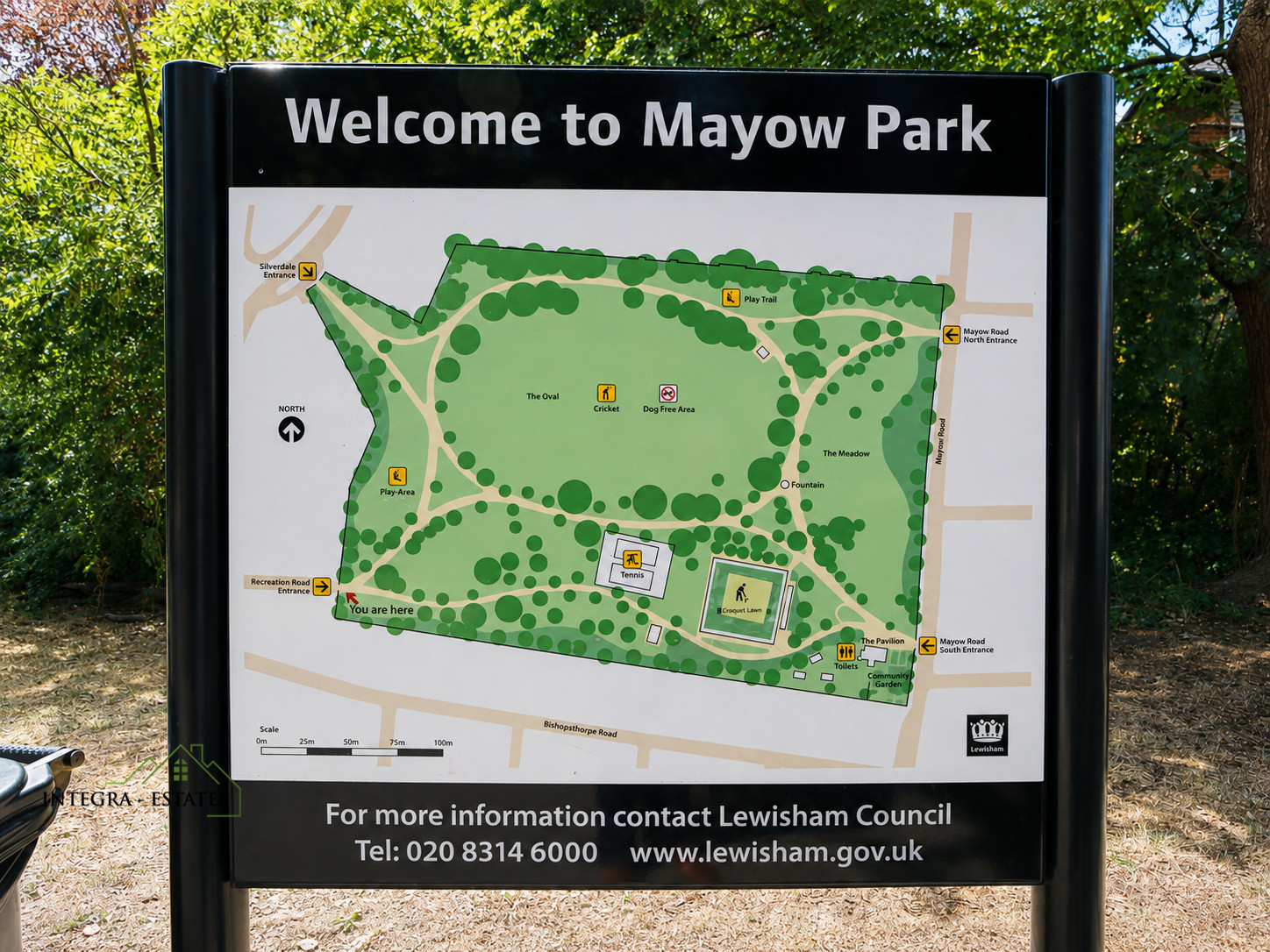 Mayow Park near Thorpe Close and Sydenham High Street in South East London